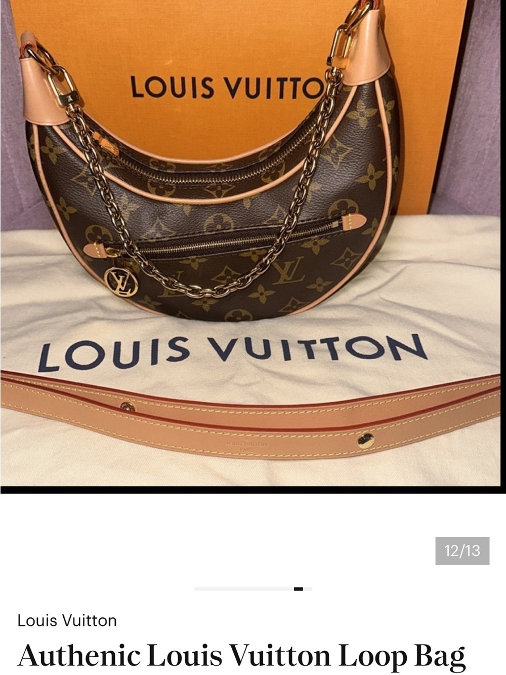 Authenic Louis Vuitton Monogram Loop Pm Shoulder Bag with Gold Chain - Picture 6 of 13